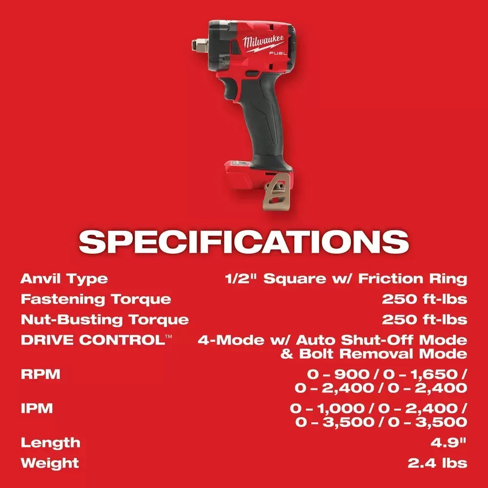 Milwaukee Pre-Sale 2855-20 M18 FUEL 18V 1/2" Impact Wrench w/Friction Ring -Bare Tool