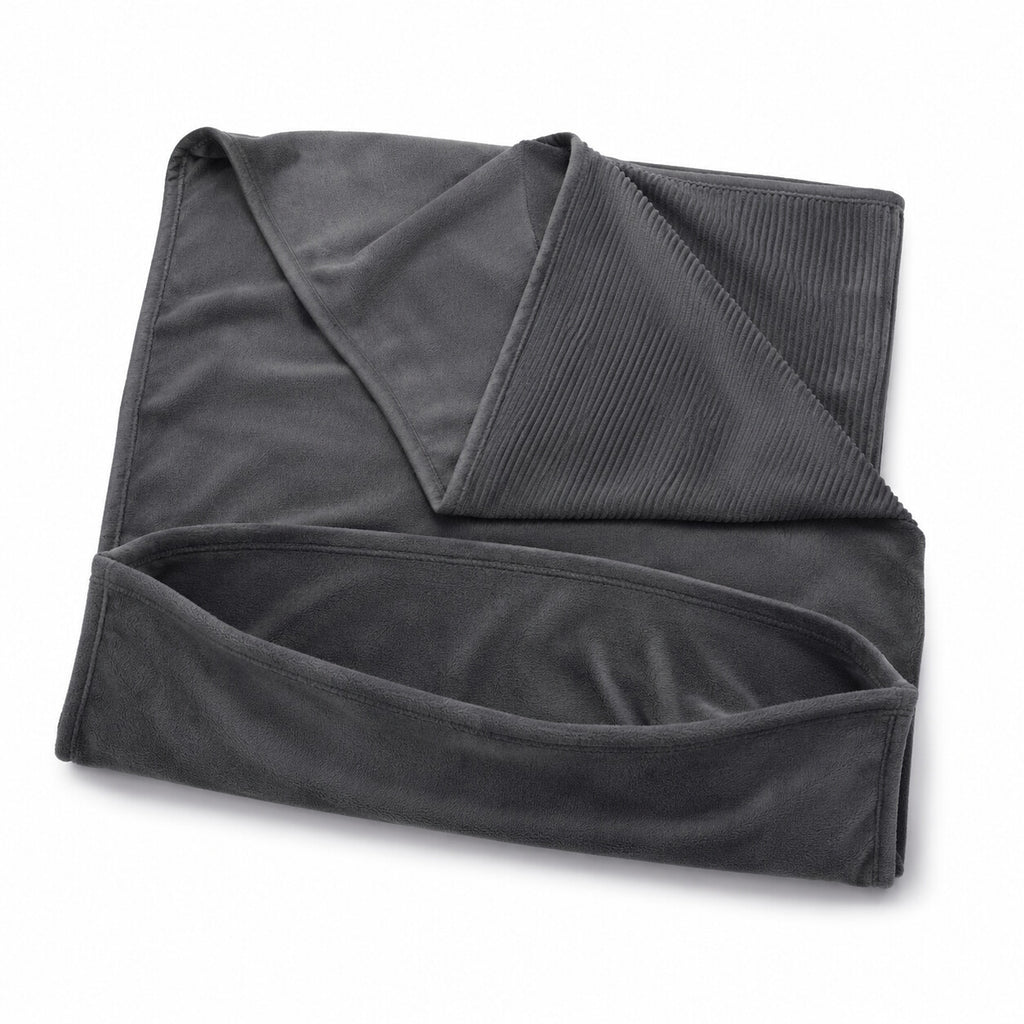 Reversible Throw Blanket with Foot Pocket