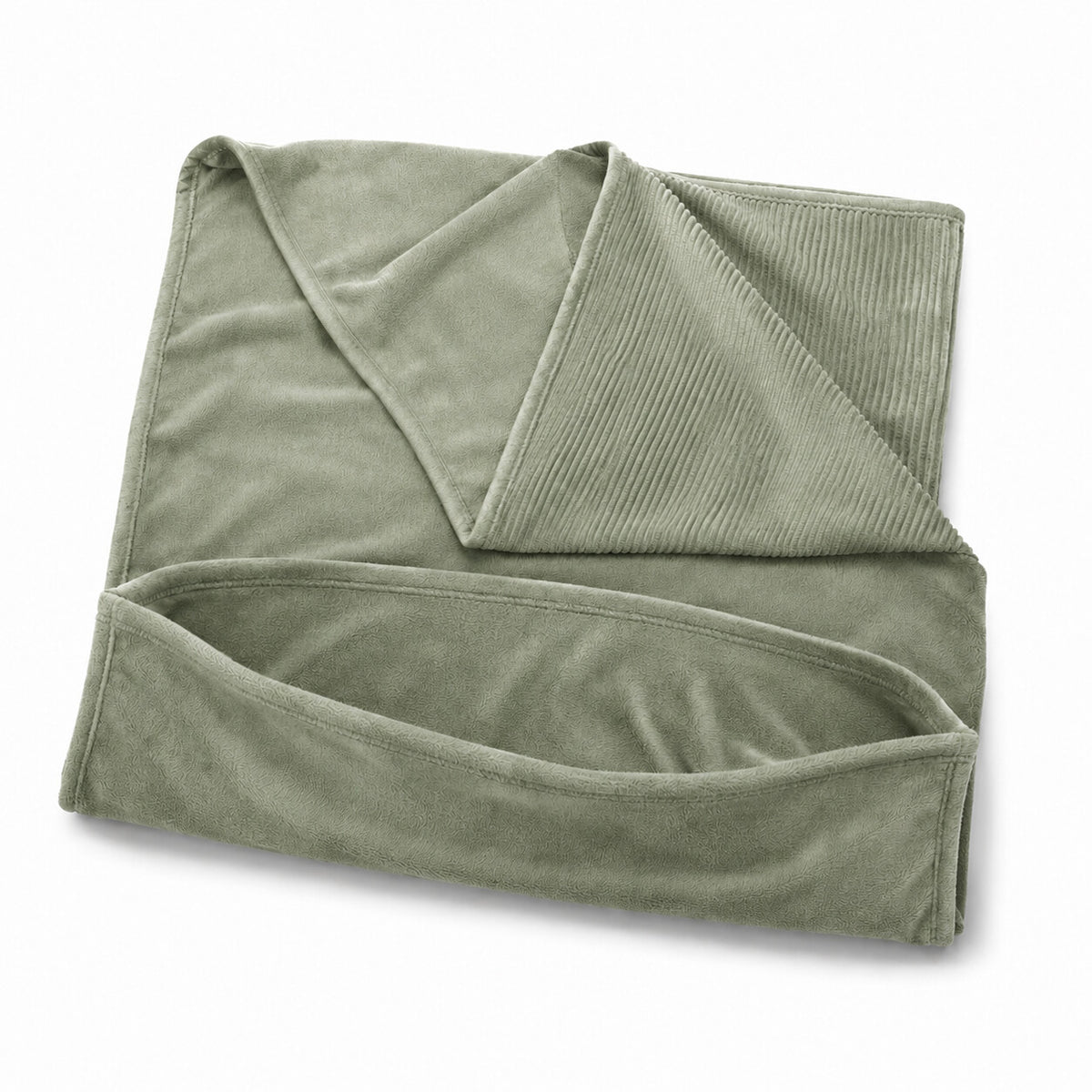 Reversible Throw Blanket with Foot Pocket