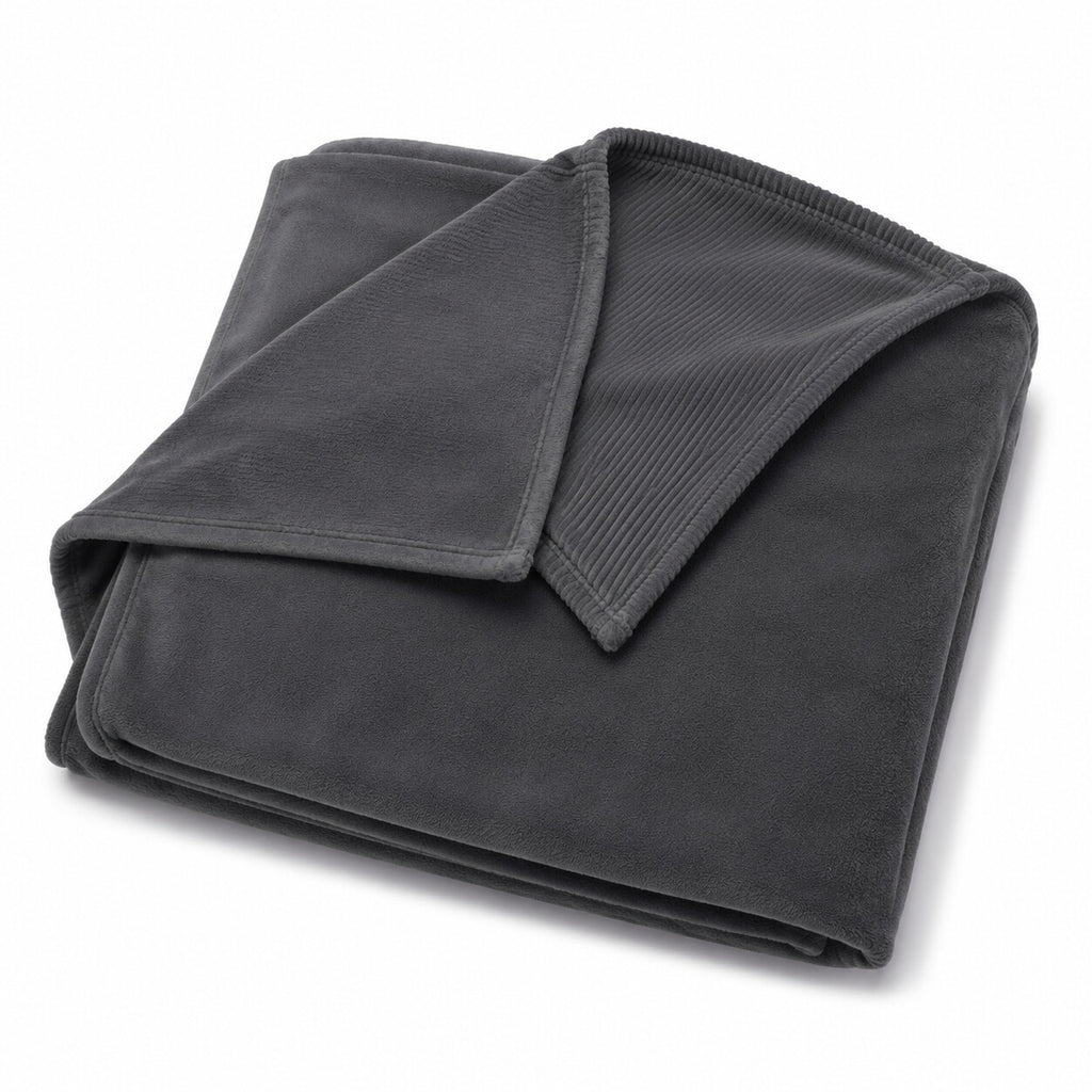 Reversible Throw Blanket with Foot Pocket