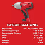 Milwaukee Pre-Sale 2663-20 M18 18V 1/2-Inch High-Torque Impact Wrench - Bare Tool