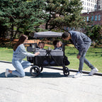Convertible 4-Kid Wagon Stroller with 5 Seating Options, Canopy, Storage, Cooler & Safety Harnesses