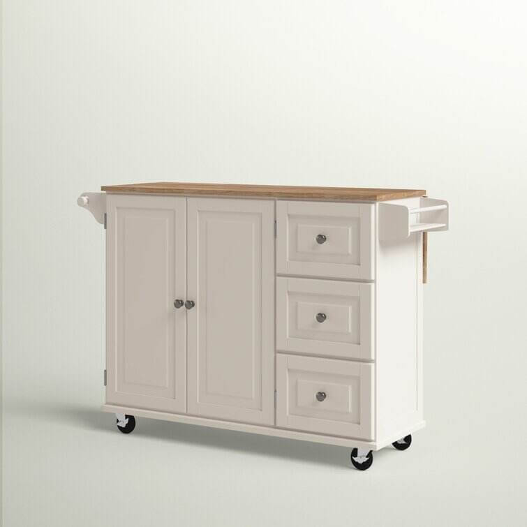 Kuhnhenn 53.5'' Wide Rolling Kitchen Cart with Solid Wood Top