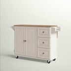 Kuhnhenn 53.5'' Wide Rolling Kitchen Cart with Solid Wood Top