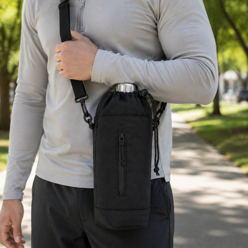 Adjustable Water Bottle Sling with Front Pocket