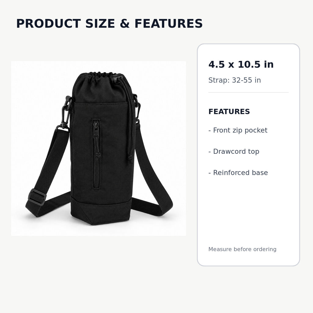 Adjustable Water Bottle Sling with Front Pocket