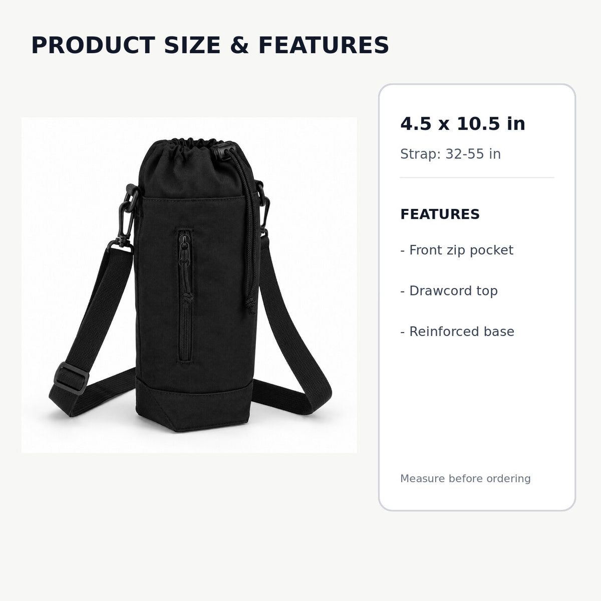 Adjustable Water Bottle Sling with Front Pocket