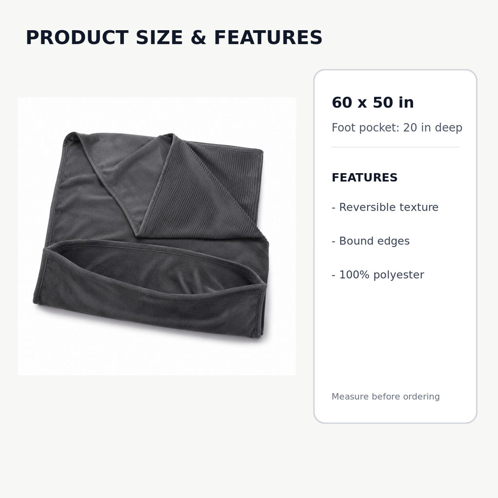 Reversible Throw Blanket with Foot Pocket