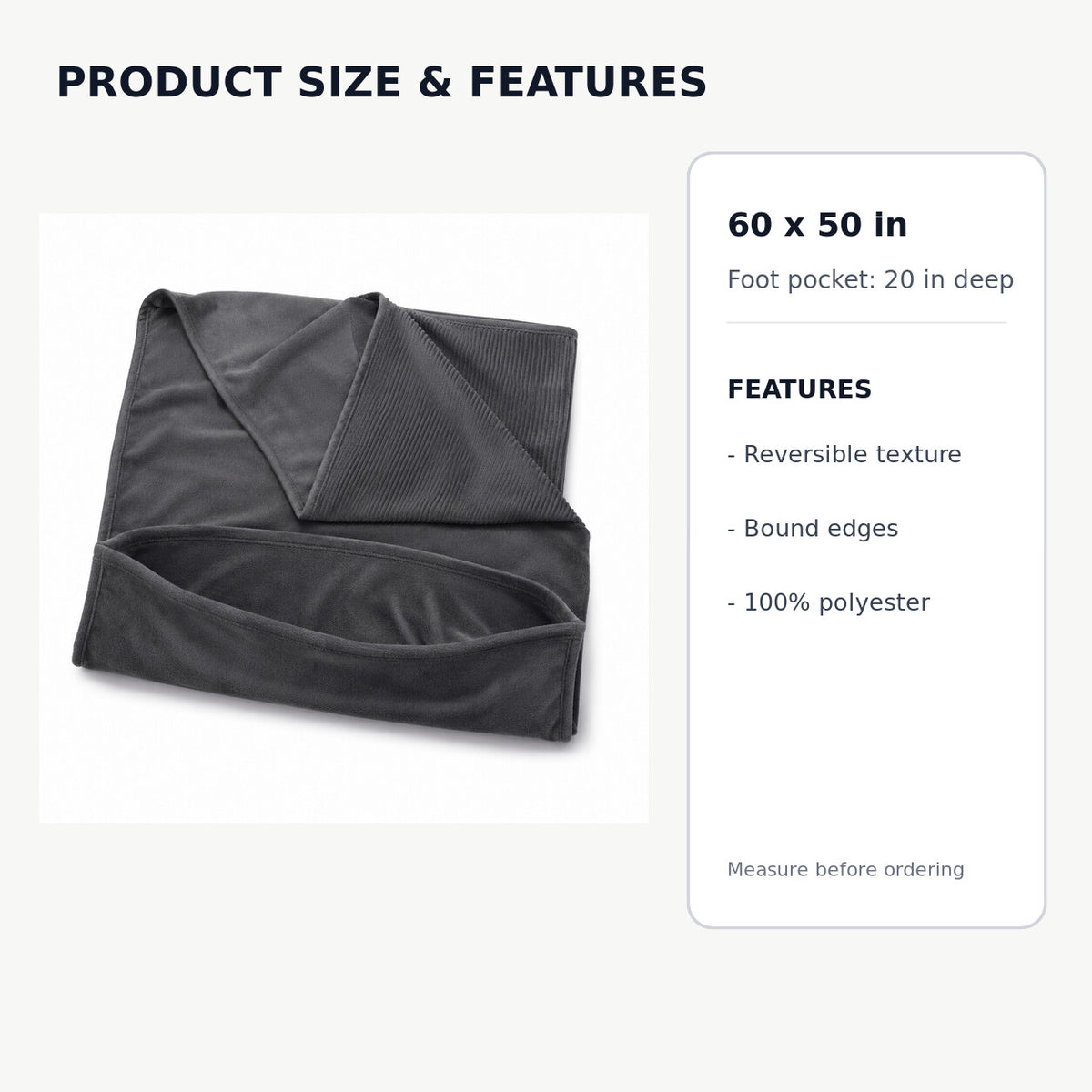 Reversible Throw Blanket with Foot Pocket
