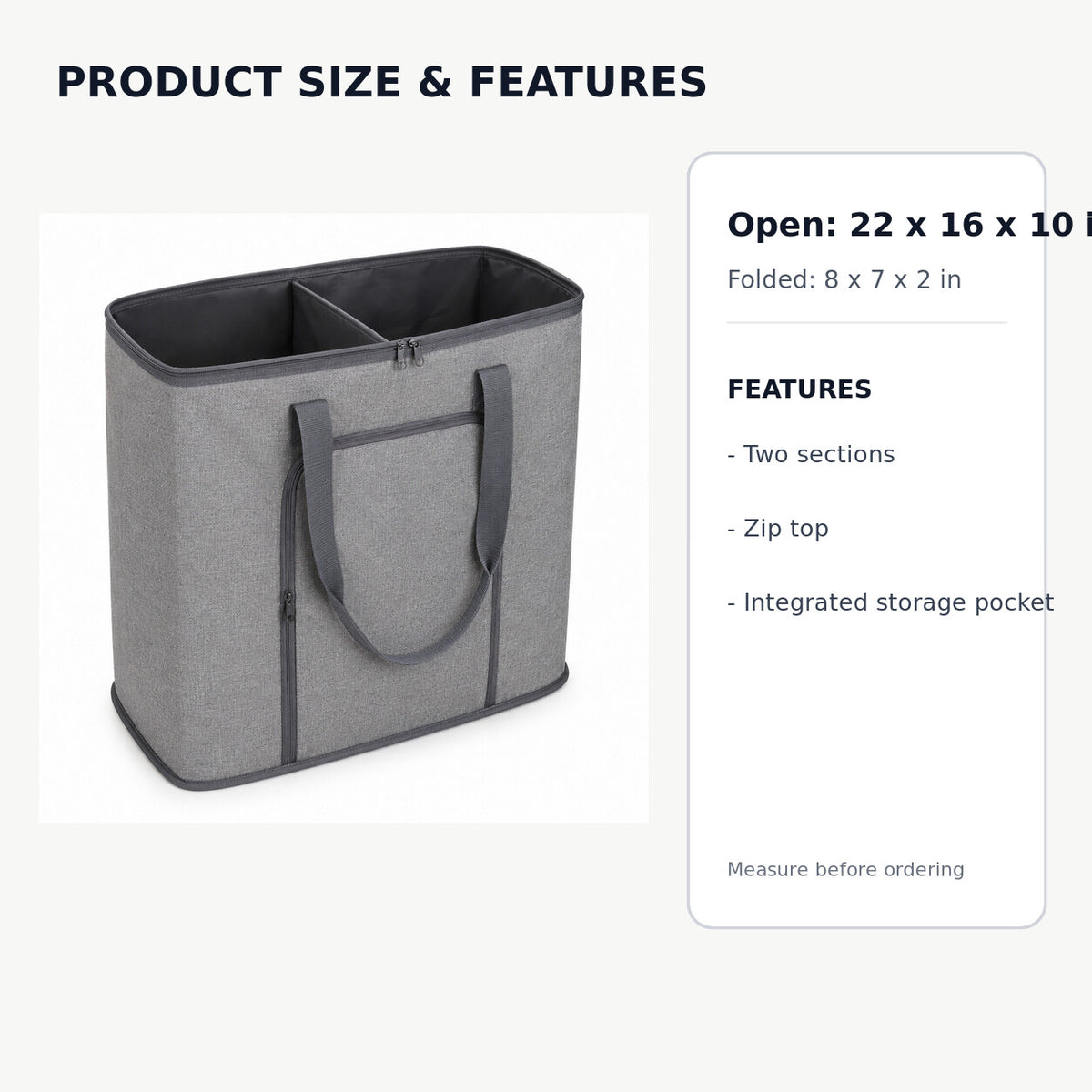 Foldable Two-Section Travel Laundry Organizer