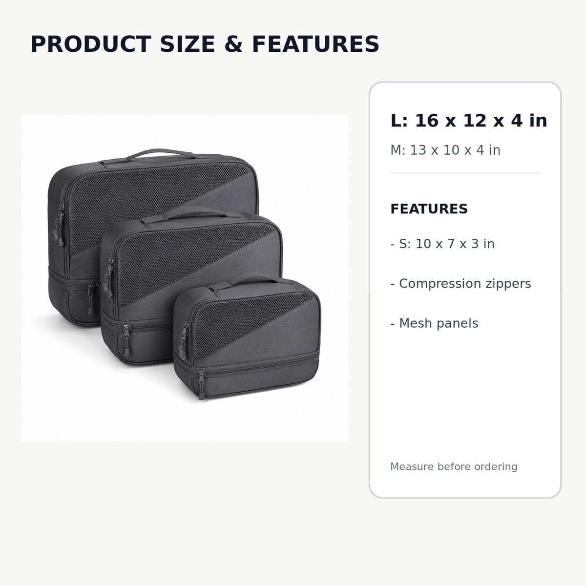 Three-Piece Compression Packing Cube Set