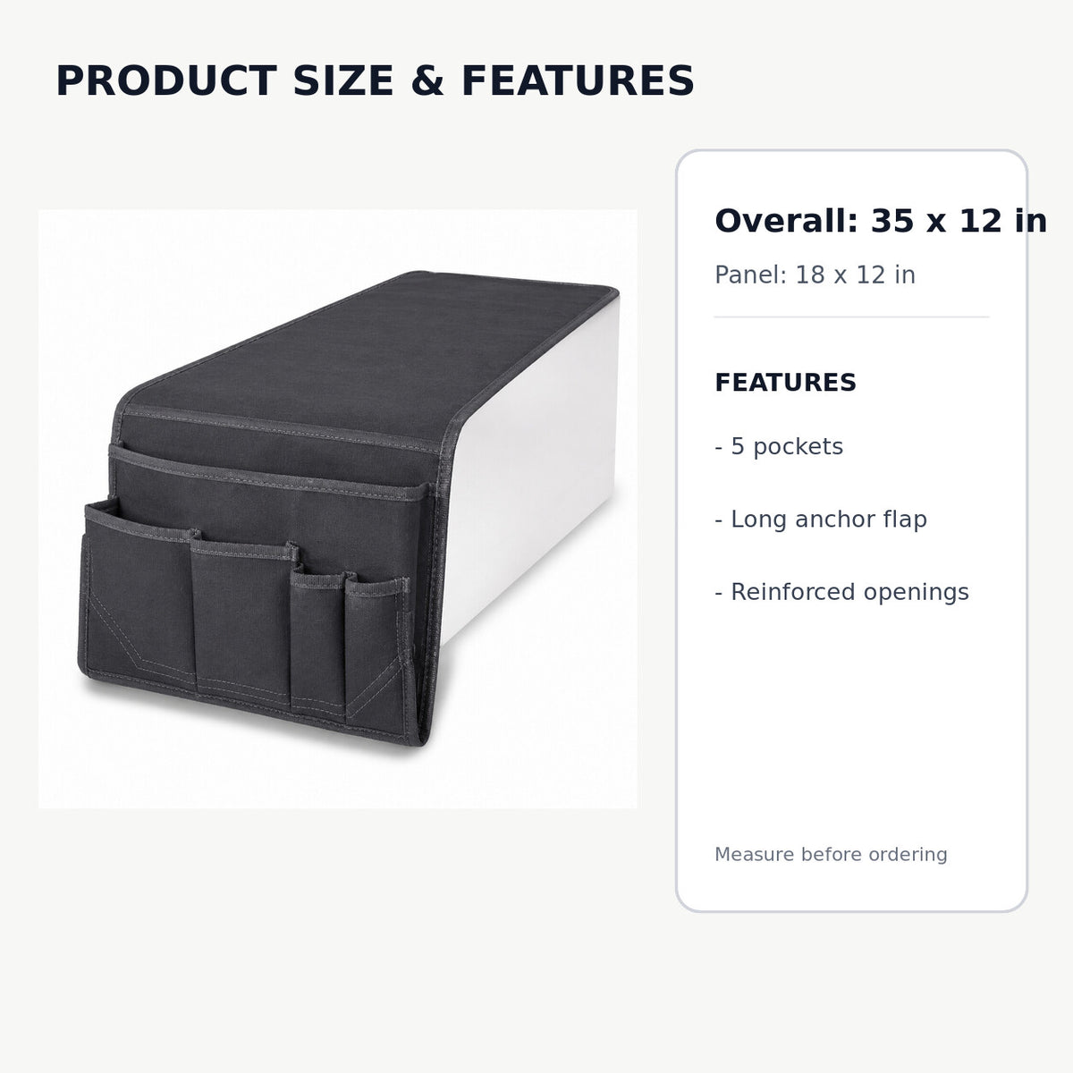 Multi-Pocket Sofa Arm Organizer