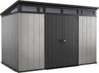 11 x 7 ft Resin Outdoor Storage Shed - Grey & Black Garden Shed Kit for Tools and Patio Storage