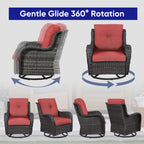 Wicker Rattan Swivel Patio Wicker Chairs (Set of 2)