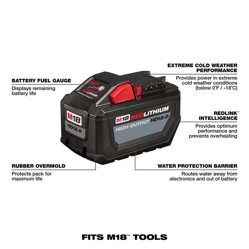 Milwaukee 48-11-1812P3 M18 18V 3 Battery Kit w/ 1 - HD 12.0 and 2 - HO CP 3.0