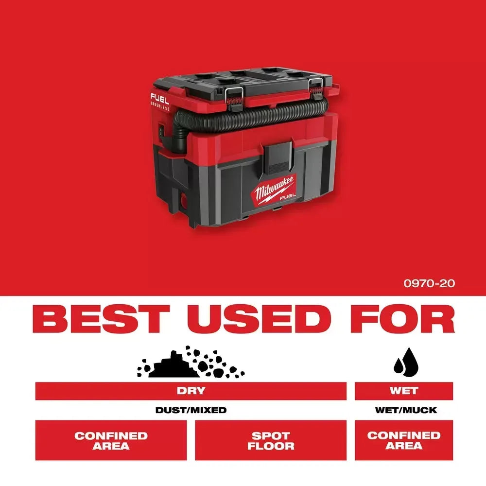 Milwaukee 0970-20 M18 FUEL PACKOUT 2.5 Gallon Cordless Wet/Dry Vacuum -Bare Tool