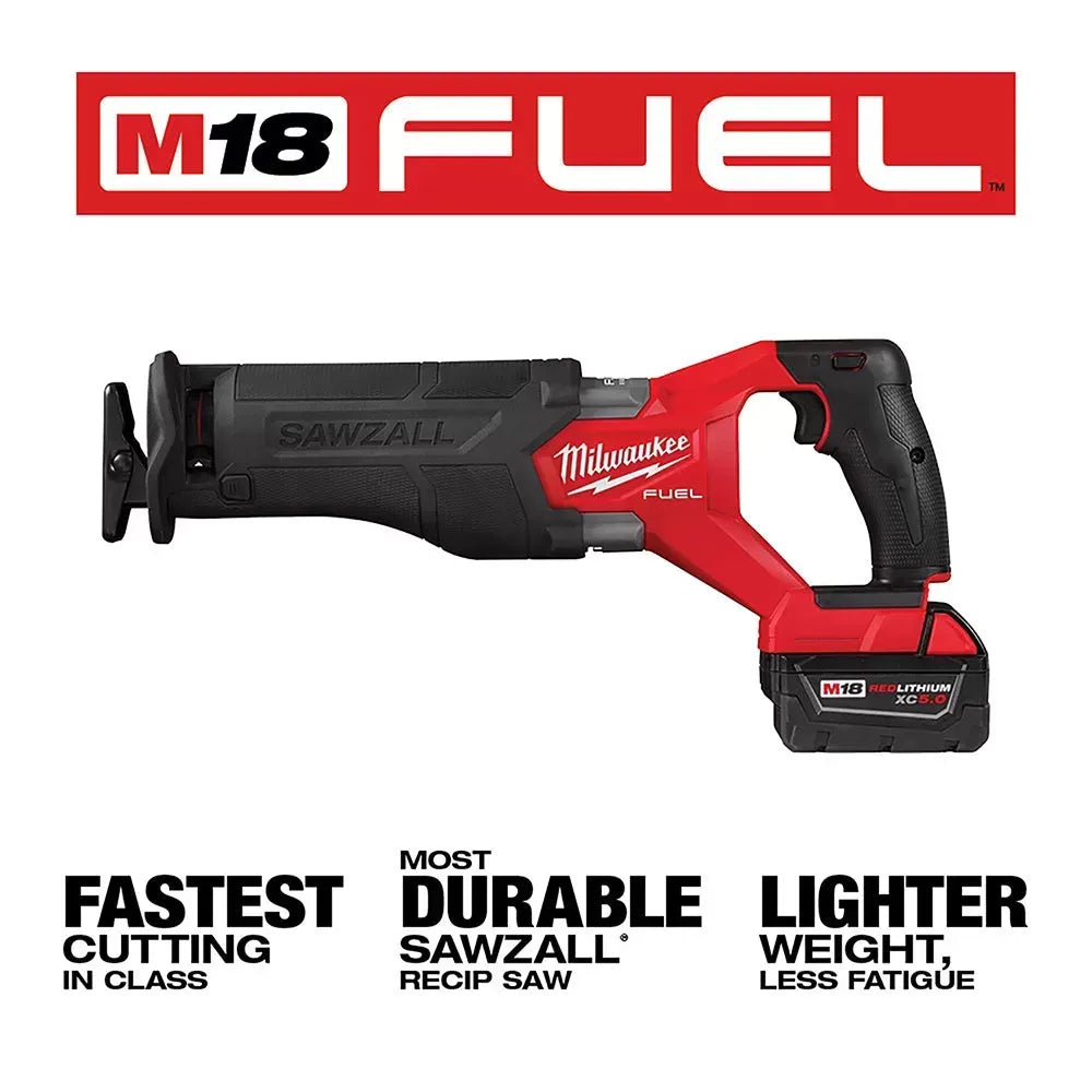 Milwaukee 2821-21 M18 FUEL 18V SAWZALL Li-Ion Reciprocating Saw XC5.0 Kit