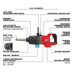 Milwaukee 2869-20 M18 FUEL 18V 1" D-Handle Anvil High Impact Wrench-Bare Tool