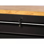 61 Inch 15 Drawer Mobile Workbench - Heavy Duty Steel Tool Cabinet with Wood Top and Power Strip