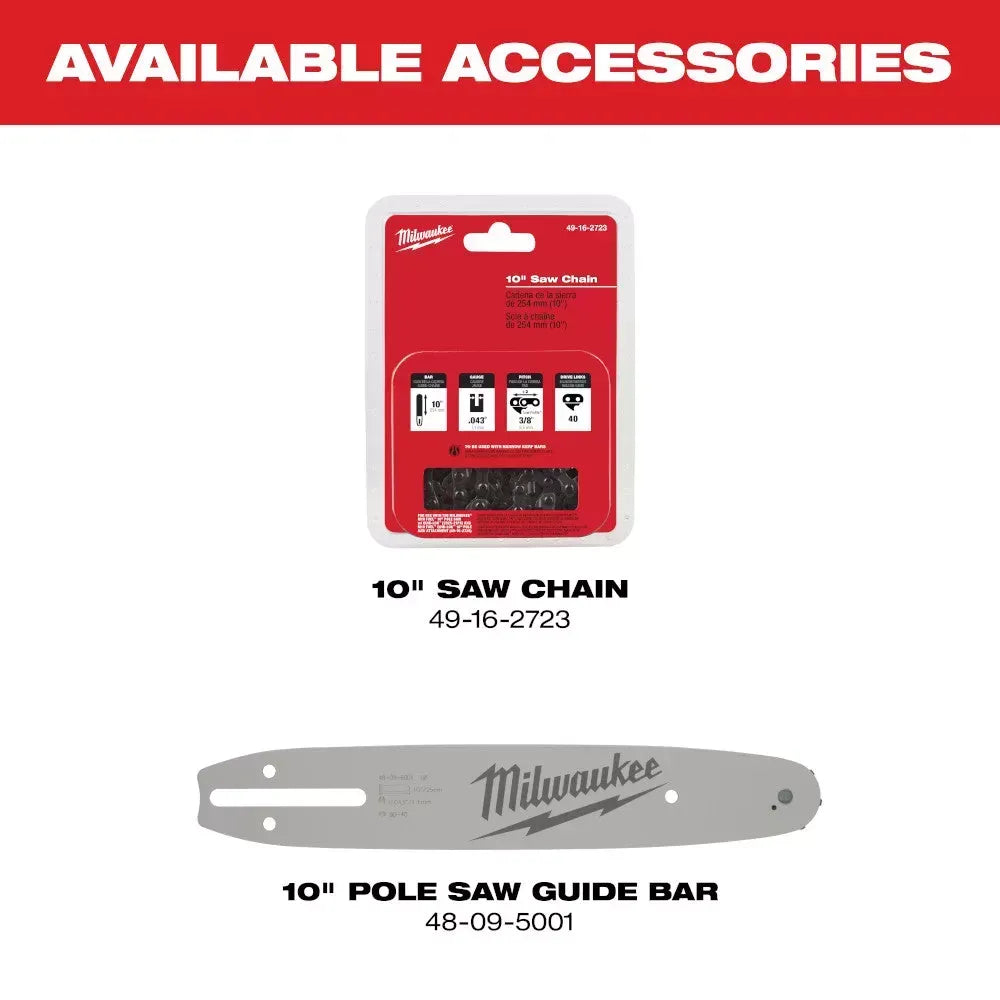 Milwaukee 2825-21PS M18 FUEL 18V 10-Inch QUIK-LOK Cordless Pole Saw Kit