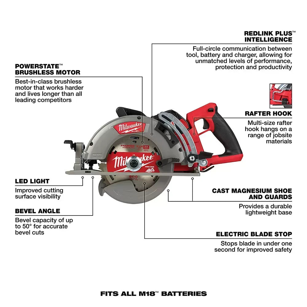 Milwaukee 2732-21HDSB M18 FUEL 18V 7-1/4" Circular Saw Kit w/ 25 Saw Blades