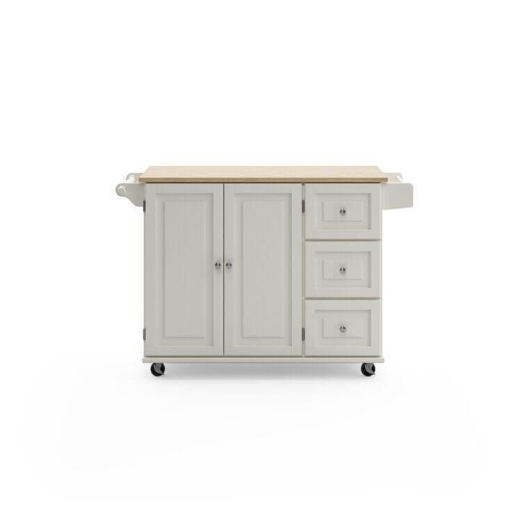 Kuhnhenn 53.5'' Wide Rolling Kitchen Cart with Solid Wood Top
