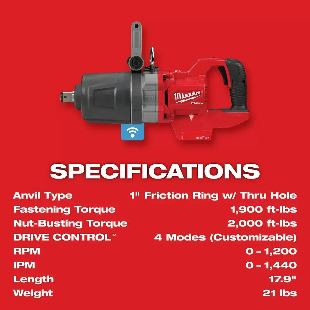 Milwaukee 2868-22HD M18 FUEL 18V 1" D-Handle High Torque Impact Wrench Kit
