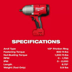 Milwaukee Pre-Sale 2666-20 M18 18V 1/2" High Torque Cordless Impact Wrench - Bare Tool