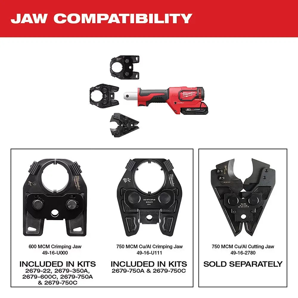 Milwaukee 2679-22 M18 18V FORCE LOGIC 600 MCM Crimper Kit w/ Cable Stripper Dies