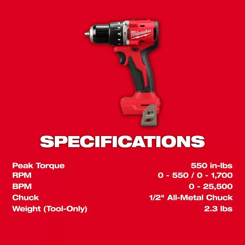 Milwaukee Pre-Sale 3602-20 M18 18V 1/2" Compact Brushless Hammer Drill - Bare Tool