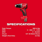 Milwaukee Pre-Sale 3602-20 M18 18V 1/2" Compact Brushless Hammer Drill - Bare Tool
