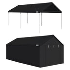 10x20 ft Straight Leg Instant Canopy Tent with Sidewalls, Pop-Up Outdoor Party Shelter & Carport, Black