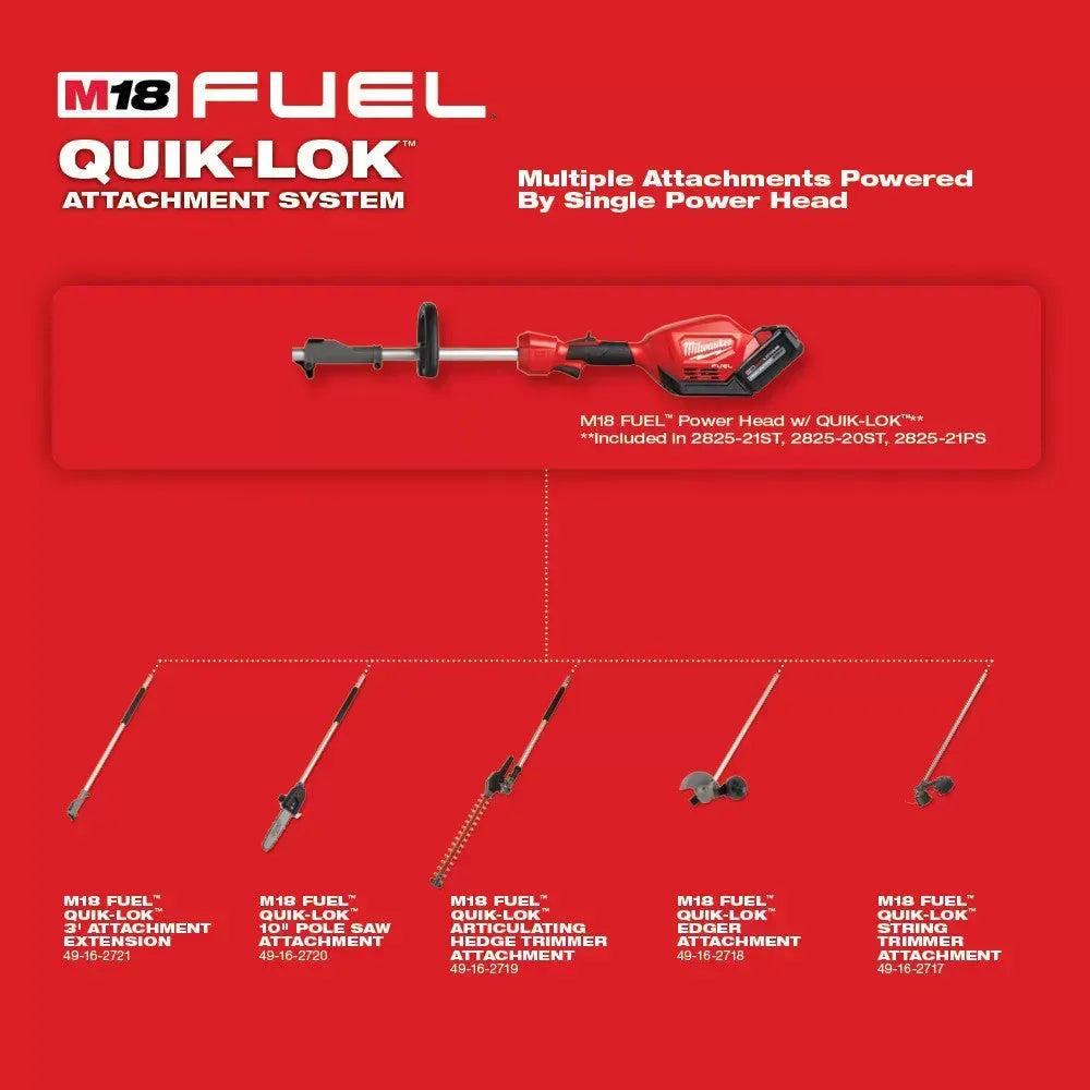Milwaukee 2825-21STP M18 FUEL Cordless String Trimmer/Pole Saw Attachment Combo