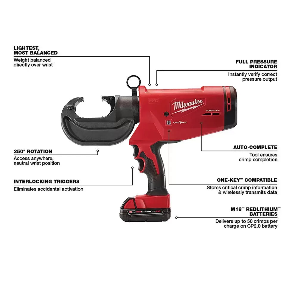 Milwaukee 2779-22 M18 18V FORCE LOGIC 750 MCM Cordless Li-Ion Crimper Kit