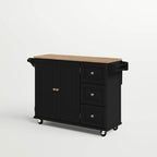 Kuhnhenn 53.5'' Wide Rolling Kitchen Cart with Solid Wood Top