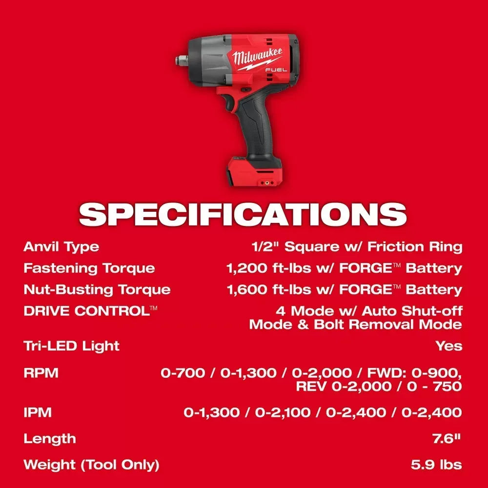 Milwaukee Pre-Sale 2967-20 M18 FUEL 18V 1/2" High Torque Impact Wrench - Bare Tool
