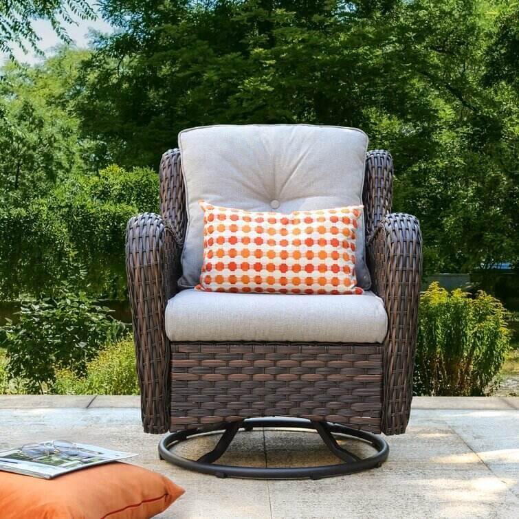 Linkwood Rocking Swivel Patio Chair with Cushions (Set of 2)