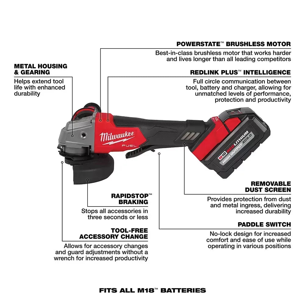 Milwaukee Pre-Sale 2880-22 M18 FUEL 18V 4-1/2" / 5" Grinder Paddle Switch No-Lock Kit