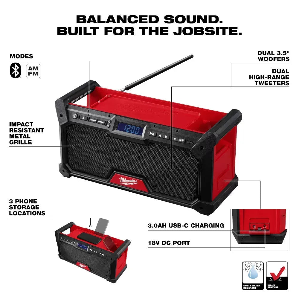 Milwaukee Pre-Sale 2952-20 M18 18V Bluetooth Jobsite Radio - Bare Tool