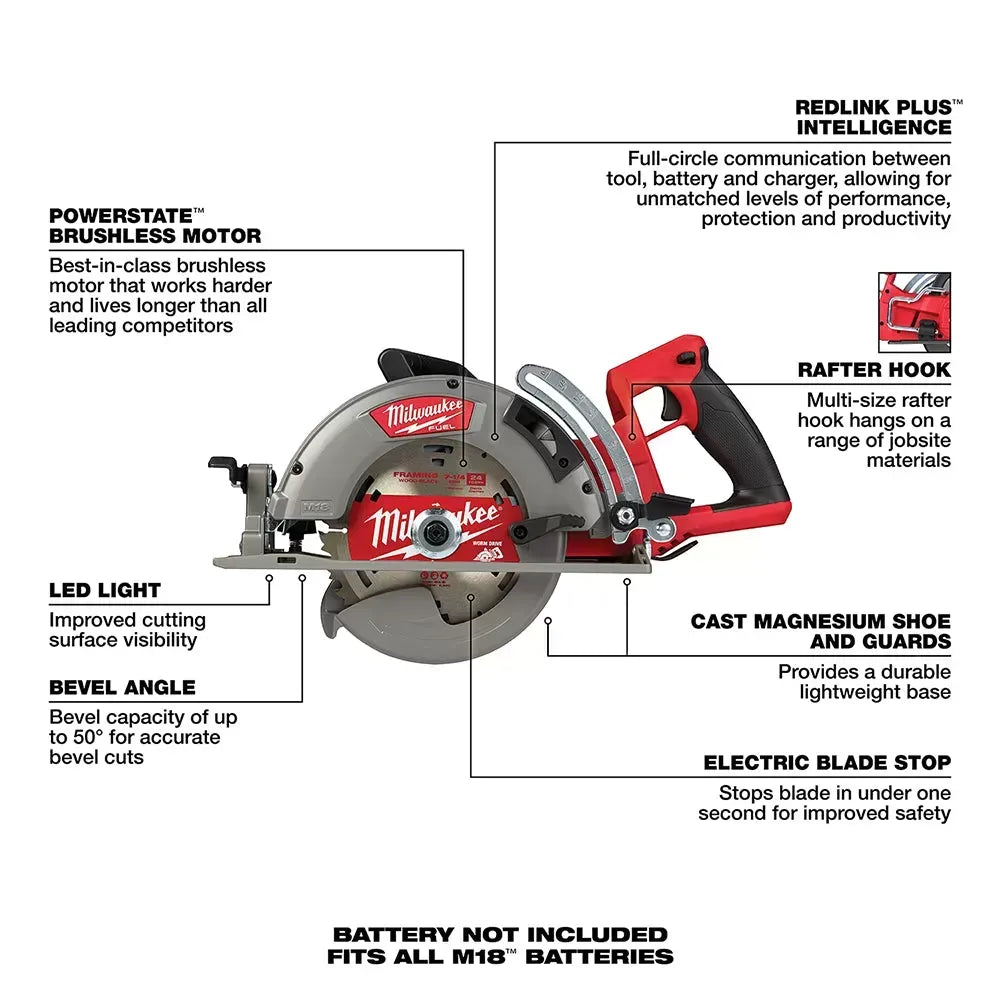 Milwaukee 2830-20SB M18 FUEL 18V 7-1/4" Circular Saw w/ 25 Circular Saw Blades