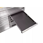 72 Inch Mobile Workbench with 18 Drawers - Stainless Steel Rolling Tool Cabinet with Wood Top
