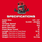 Milwaukee 2838-20 M18 FUEL 18V 1/2" Cordless Lithium-Ion Router - Bare Tool