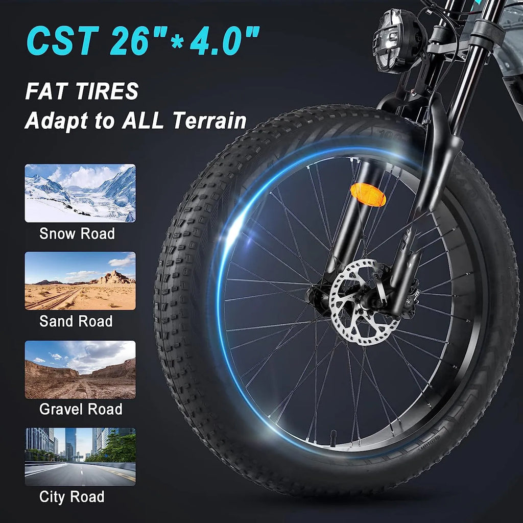 Electric Bike,750W Electric Bike for Adults BAFANG Motor 48V 15Ah Samsung Cell Battery Ebike, Fat Tire Electric Bicycles, 28MPH 35-80Miles Electric Mountain Bike, Shimano 7-Speed UL Certified