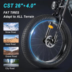 Electric Bike,750W Electric Bike for Adults BAFANG Motor 48V 15Ah Samsung Cell Battery Ebike, Fat Tire Electric Bicycles, 28MPH 35-80Miles Electric Mountain Bike, Shimano 7-Speed UL Certified
