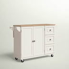 Kuhnhenn 53.5'' Wide Rolling Kitchen Cart with Solid Wood Top
