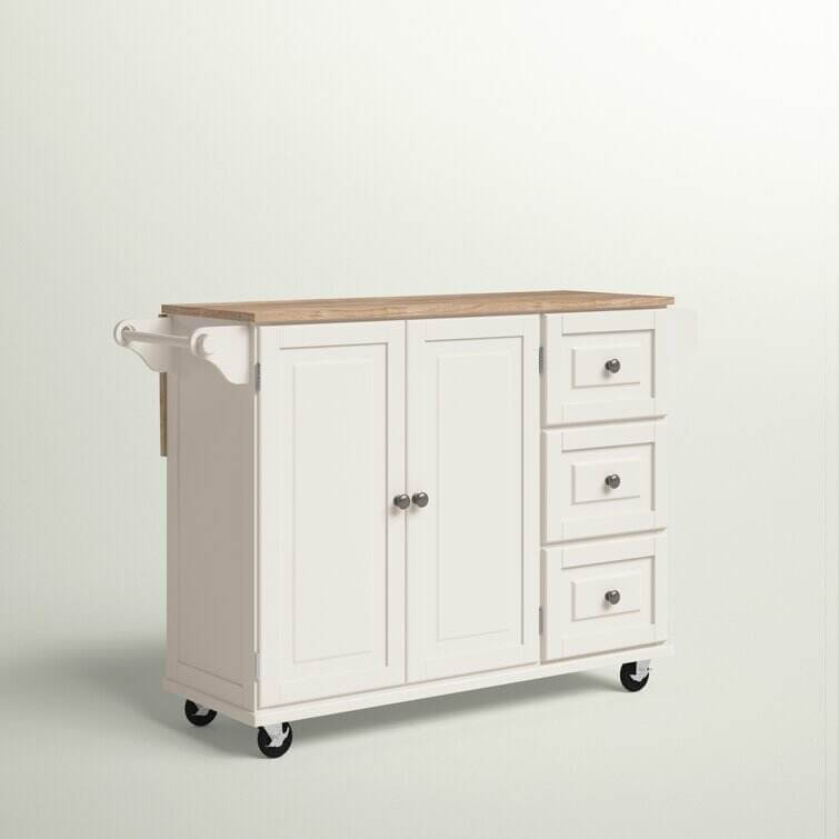 Kuhnhenn 53.5'' Wide Rolling Kitchen Cart with Solid Wood Top