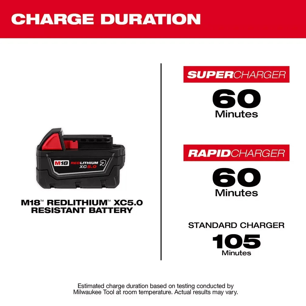 Milwaukee 48-11-1850R M18 18V REDLITHIUM XC5.0 Resistant Battery