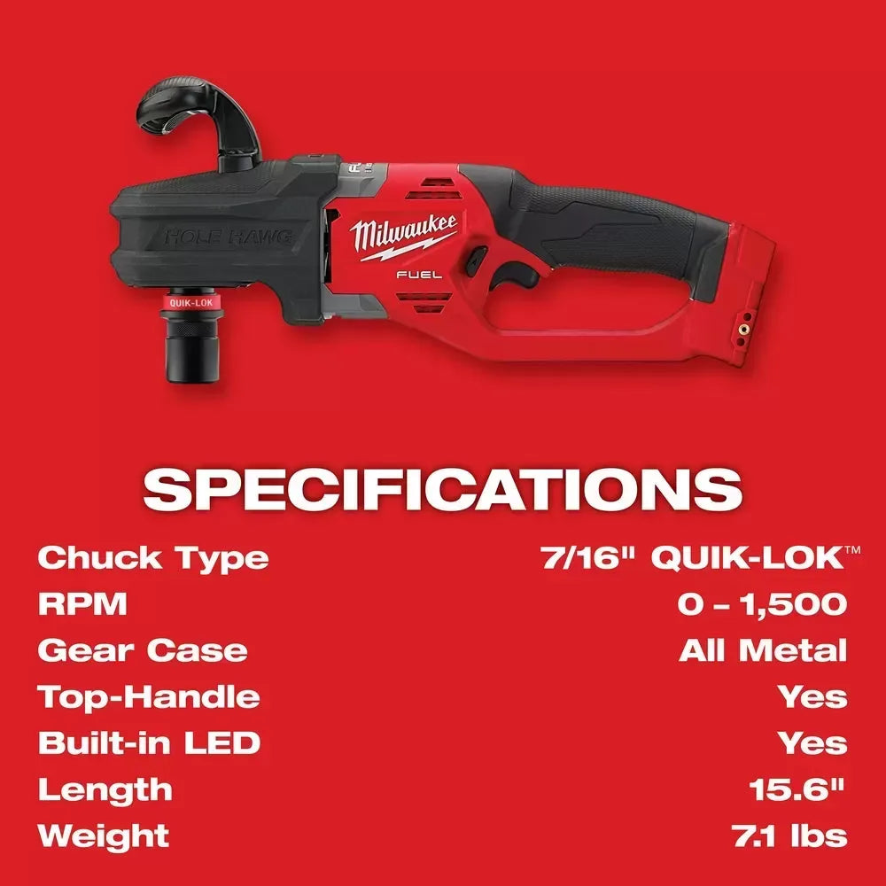 Milwaukee Pre-Sale 2808-20 M18 FUEL HOLE HAWG Right Angle Drill w/ QUIK-LOK - Bare Tool