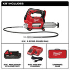 Milwaukee 2646-21CT M18 18V 2-Speed 48-Inch Hose Grease Gun Kit