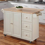 Kuhnhenn 53.5'' Wide Rolling Kitchen Cart with Solid Wood Top